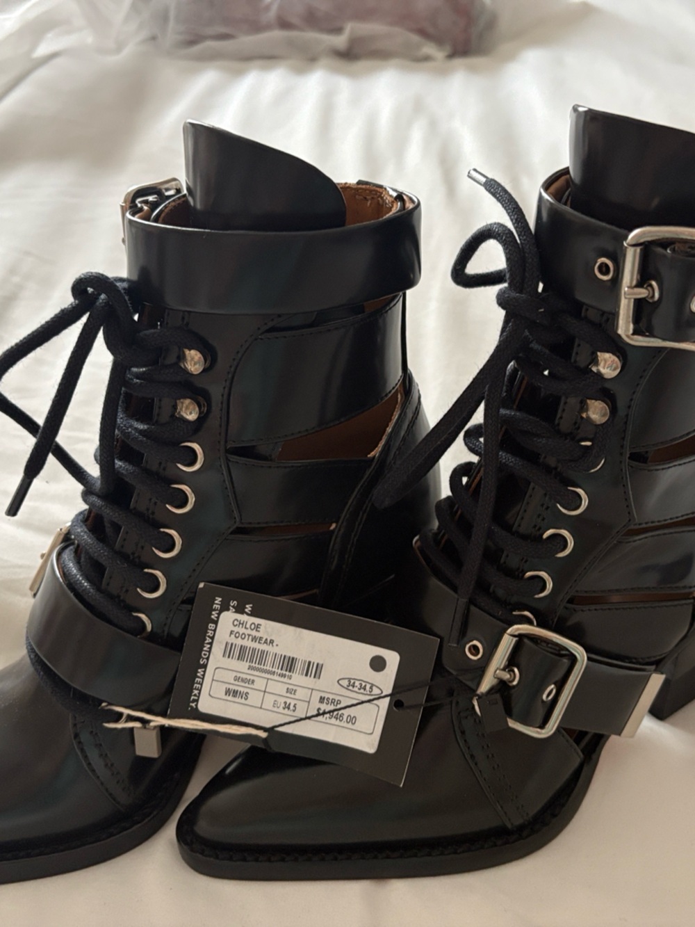 NWT CHLOE Rylee black leather classic boots $1946 - Picture 4 of 7